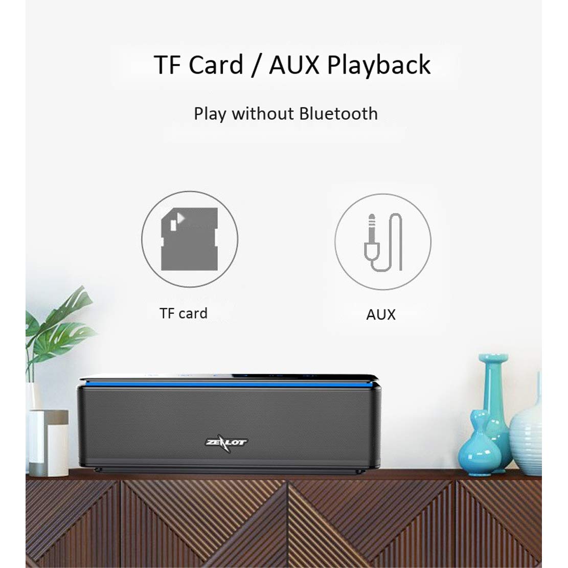 Głośnik Bluetooth 4 głośniki, ulepszony bas, bezprzewodowy głośnik 8000 mAh, bateria zewnętrzna, mobilna
