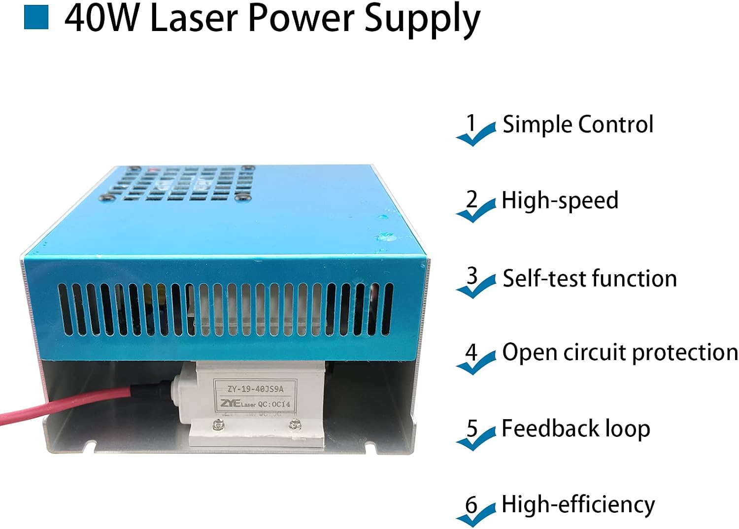 40W Co2 Power Supply CO2 Laser Power Supply for Laser Tube Engraving Cutting Machine (Model B)