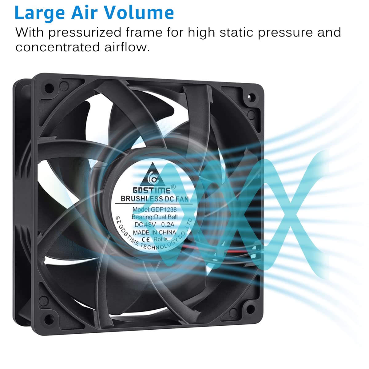 Amazon.com: GDSTIME 1238 48V Fan, 120mm x 38mm Dual Ball Bearings
