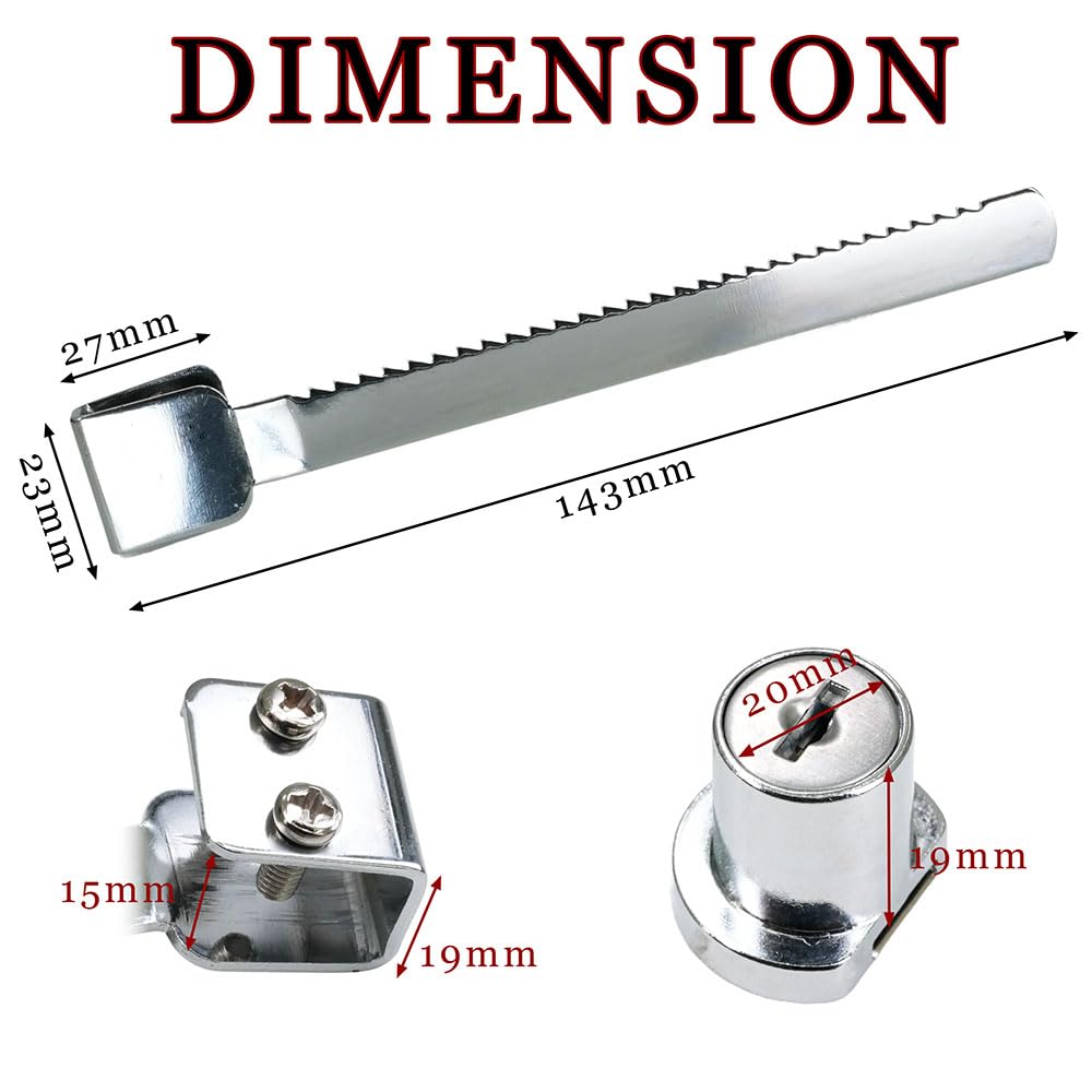 Selyse Pack of 2 Rack Lock for Glass Sliding Doors Display Cabinet Lock, Terrarium Lock, Ratchet Lock with 4 Keys - Image 2