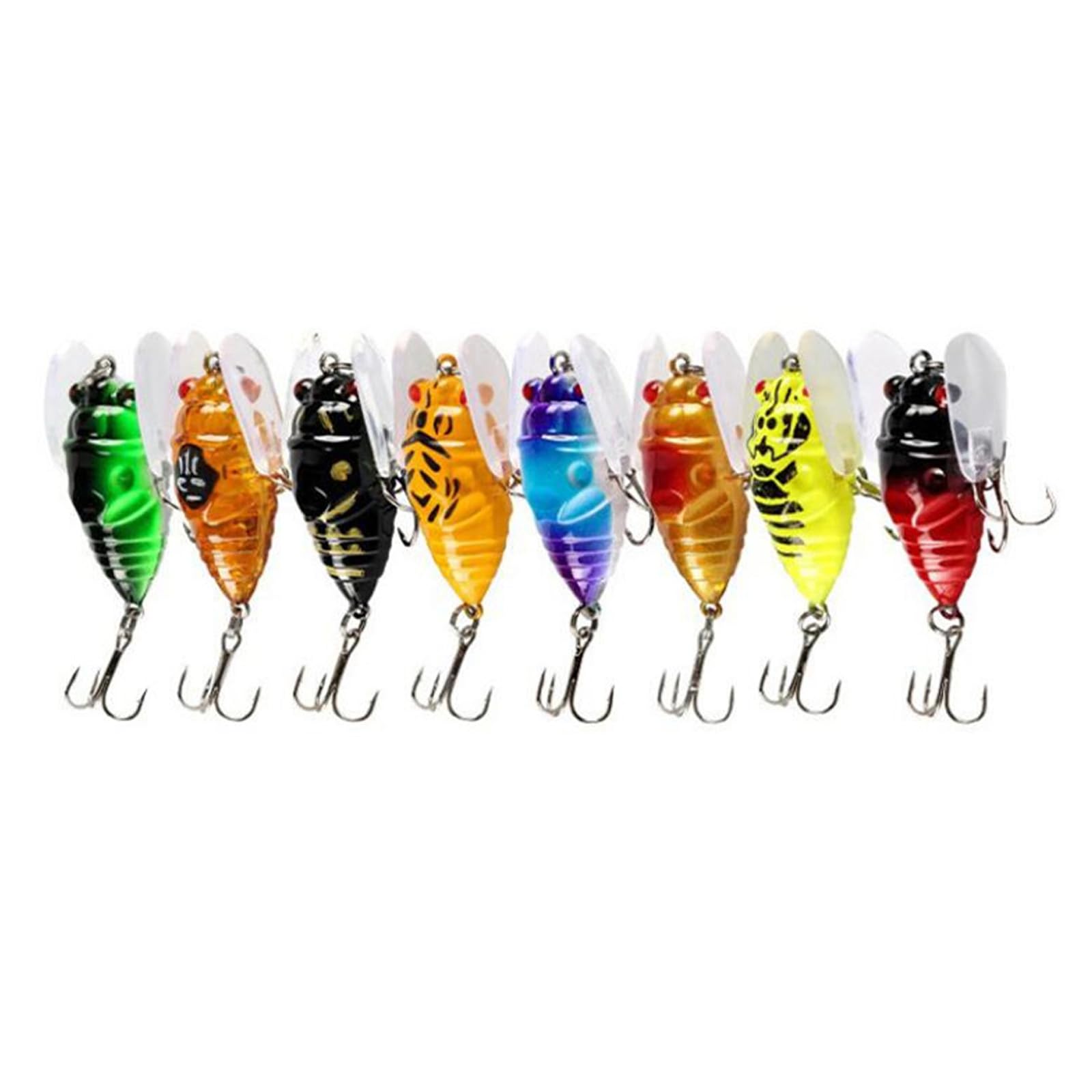 CUNZJIA Pack of 8 5.50g Realistic Cicada Fishing Lures with Colorful Color for Bass and Topwater Fishing in Freshwater Lake