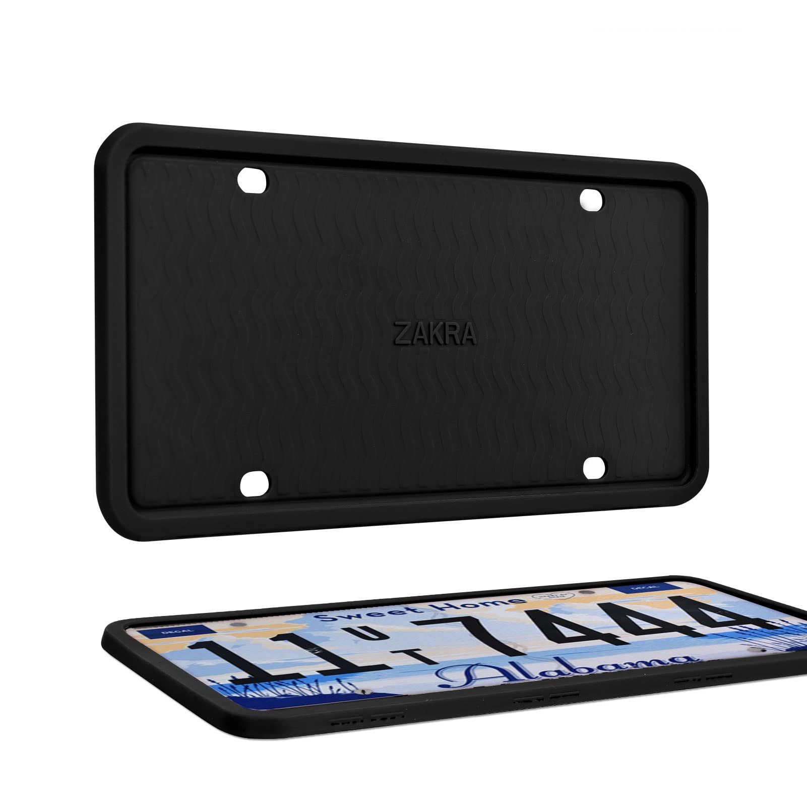 Photo 1 of ZAKRA License Plate Frames,2 Pack Silicone License Plate Frames (Black)