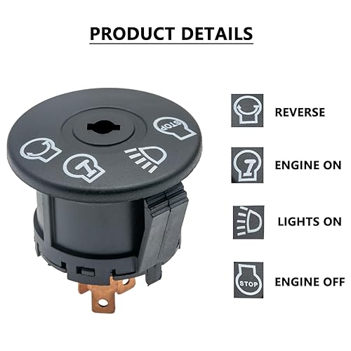 Miniatura 3 de Interruptor de encendido con llave de 4 posiciones 7 terminales compatibles con Husqvarna Craftsman Dixon CubCadet 175566 532175566 163968 925-1741
