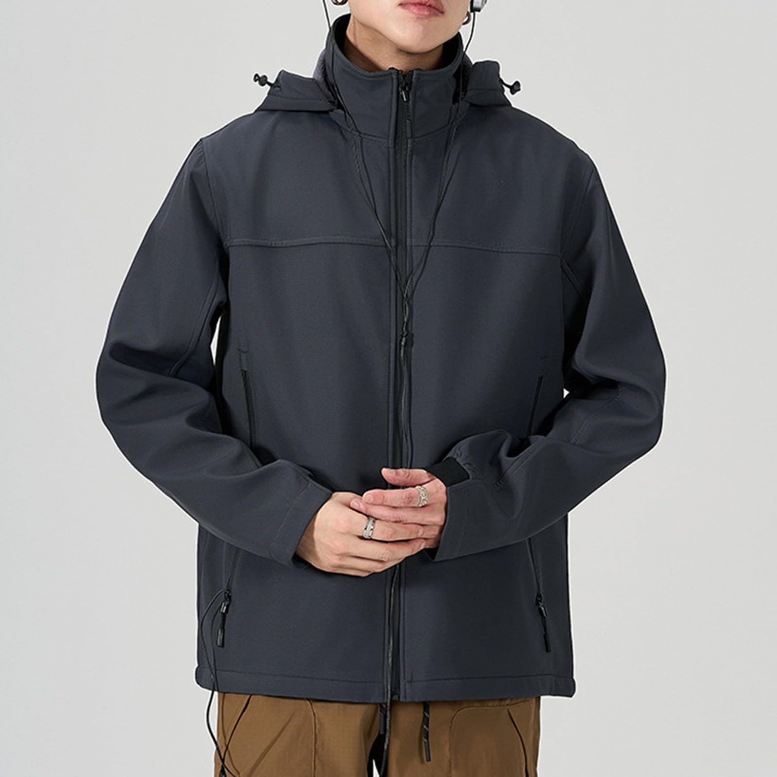 Mujer al aire libre montañismo ropa deportiva con senderismo impermeable abrigo cortavientos de longitud media
