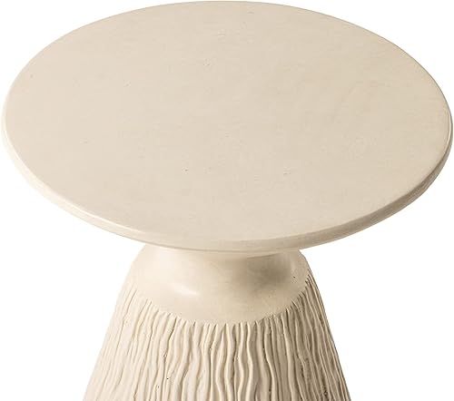 Miniatura 6 de HOMPUS Mesa auxiliar redonda para exteriores, mesa auxiliar de hormigón MgO Samll de hongos, mesa auxiliar ligera para patio, soporte para plantas