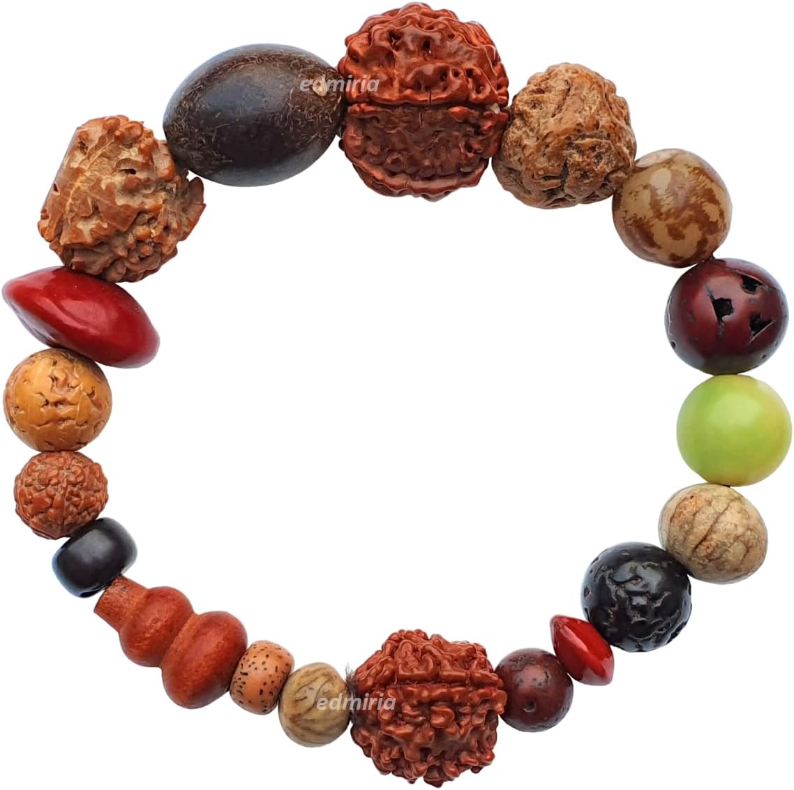 Tibetan Mala Bodhi Seed Wrist Bracelet From Bodh Gaya Nepal - Phoenix Eye Natural Buddha Beads Hand String for Men Women Prayer Japa