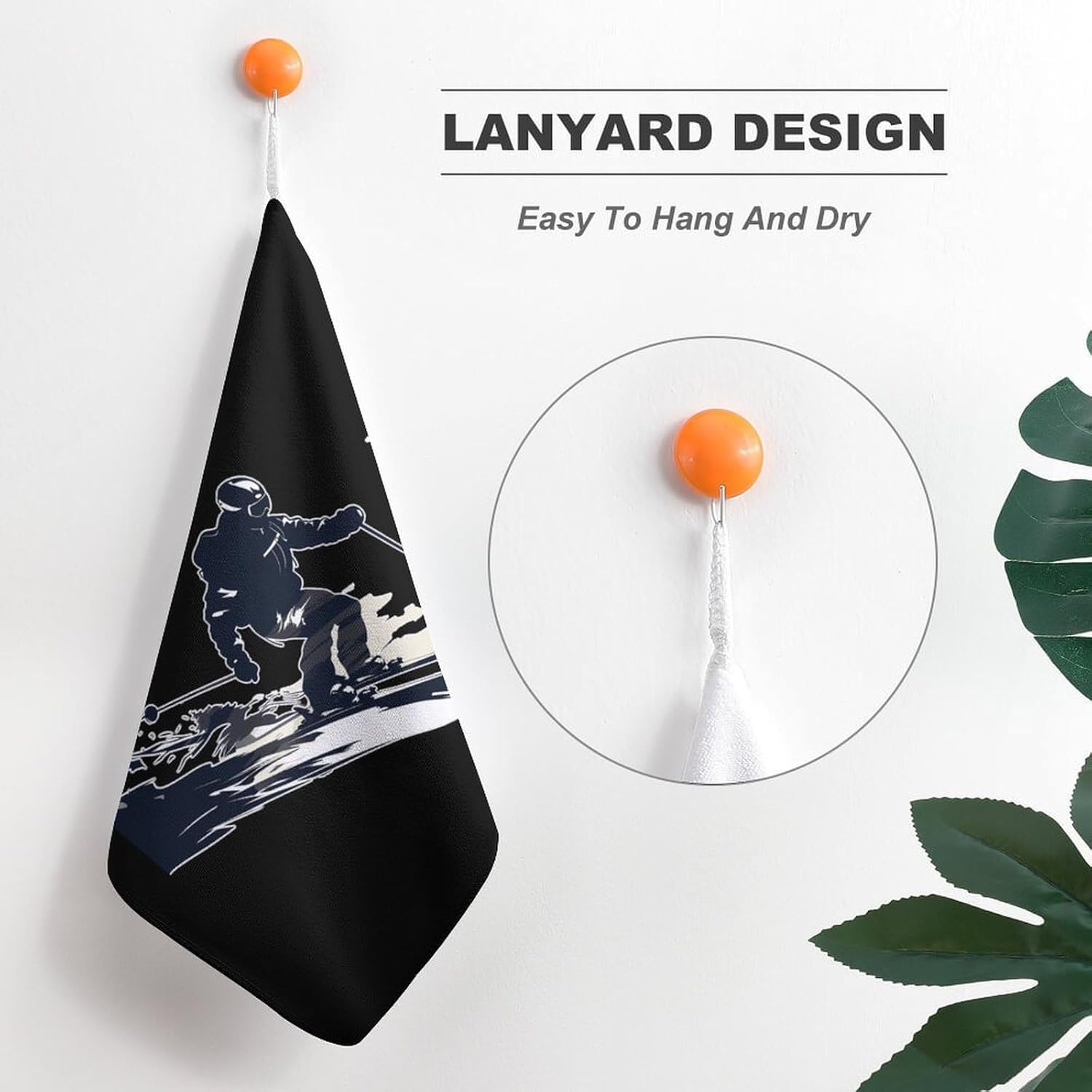 Skiing Ski Freeride Hand Towels for Bathroom Kitchen Towels Small Towel Handkerchiefs with Hanging Loop 4PCS