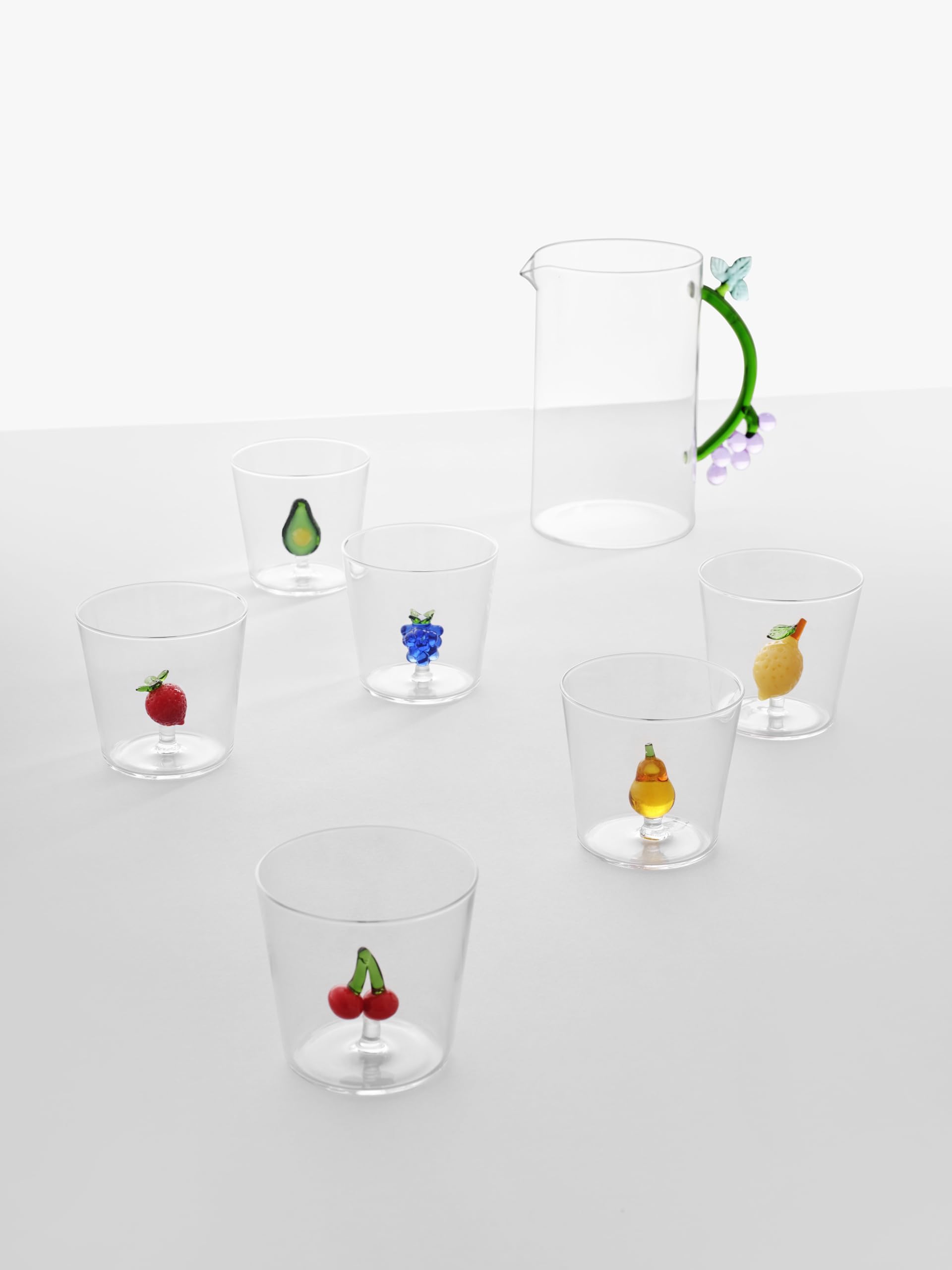 Ichendorf Milano Set mit 6 Wassergläsern aus der Kollektion Fruits & Flowers, Borosilikatglas, Tumbler, Trinkglas, Zuhause, 200 ml