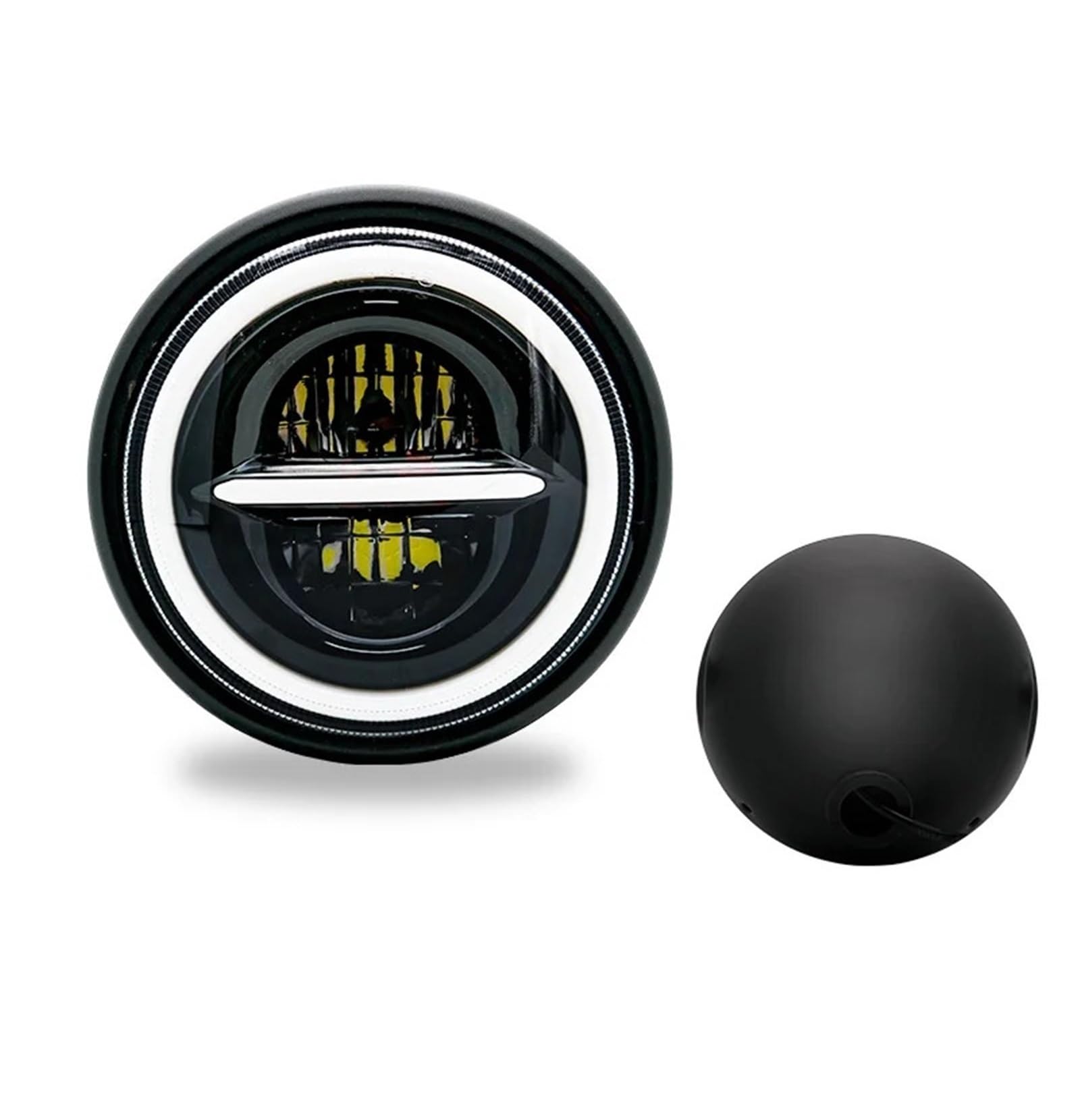 Luci per motociclette Faro anteriore per moto da 7 pollici 50W DOT SAE E9 con indicatore di direzione DRL, alloggiamento per faro a LED Anabbaglianti(Black)