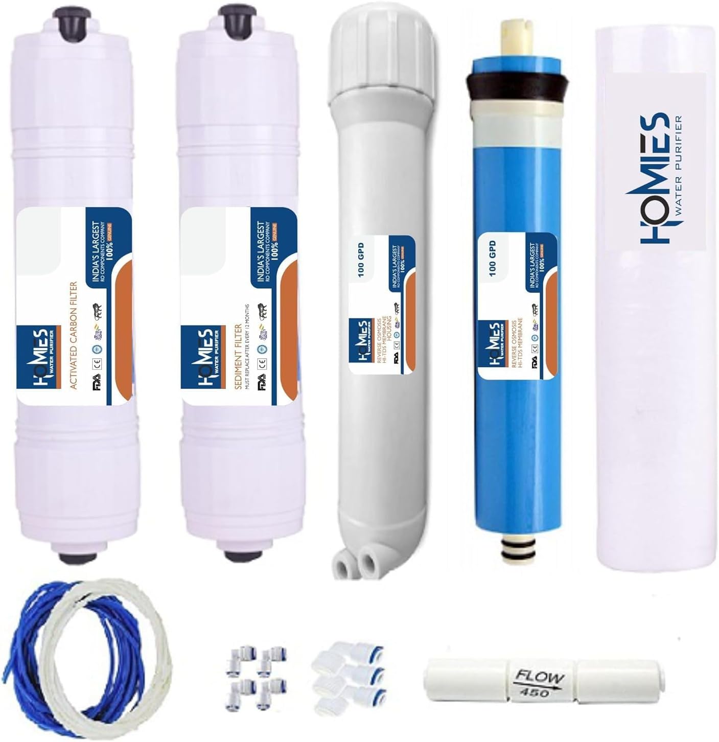 RO Service Kit, Membrane & Filter for Water Purifier, Inline, UF, Mineral, Housing & Connectors