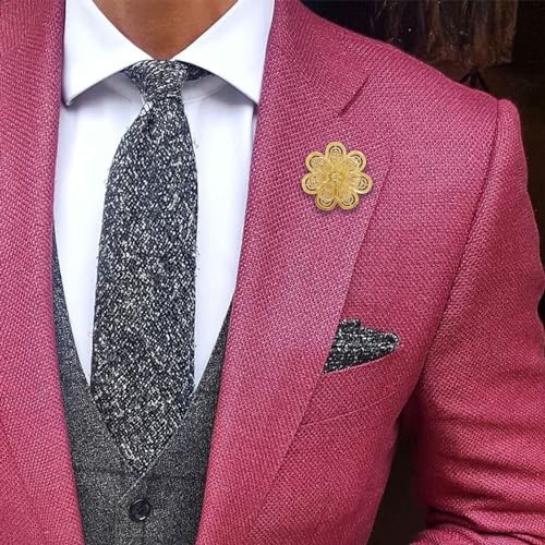 image for HAWSON 18K Gold Tone lapel Pins Brooch for Men Suit, Metal Flower Broo