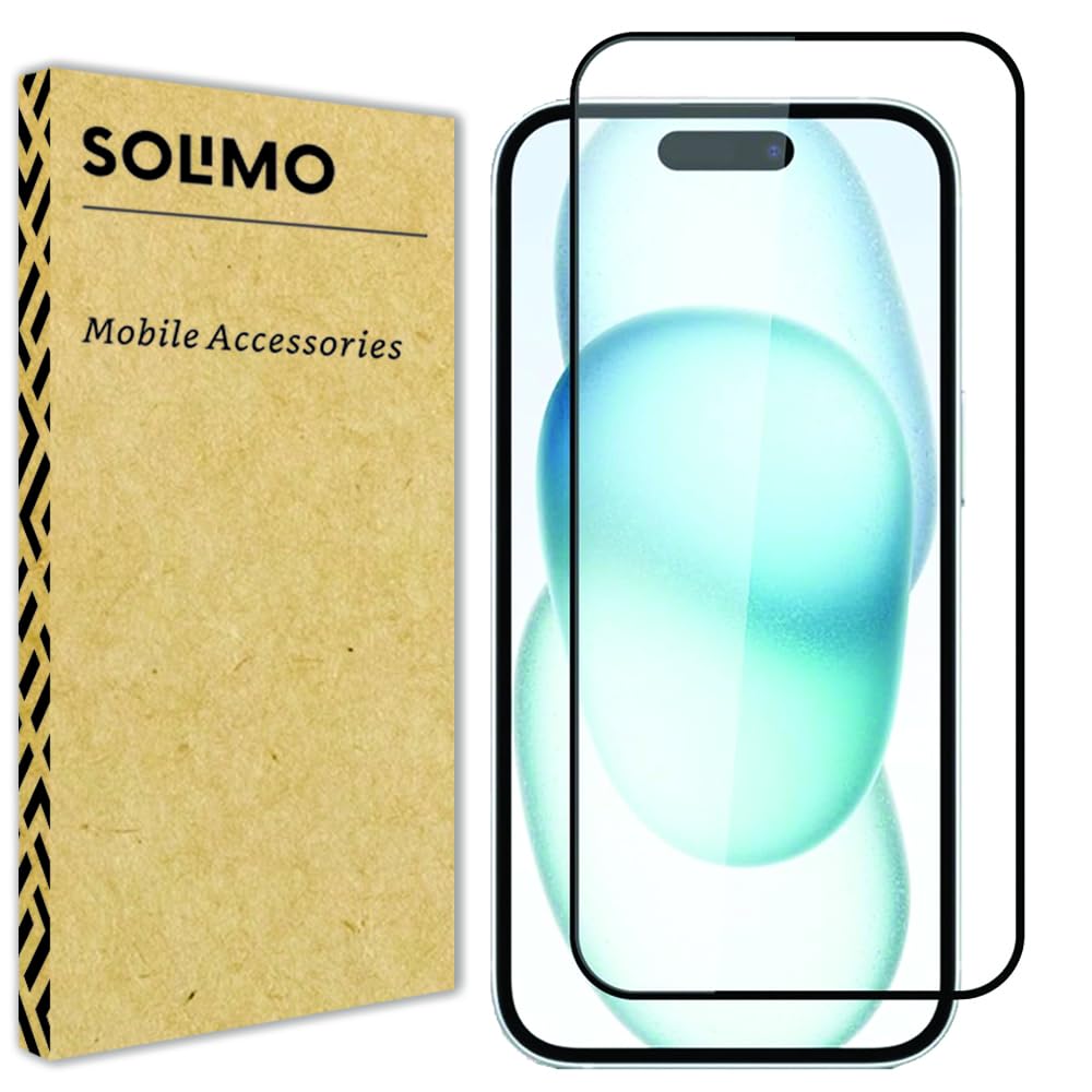 Amazon Brand – Solimo Edge-to-Edge Protector Tempered Glass Screen Protector for iPhone 16 (6.1 Inch) Clear