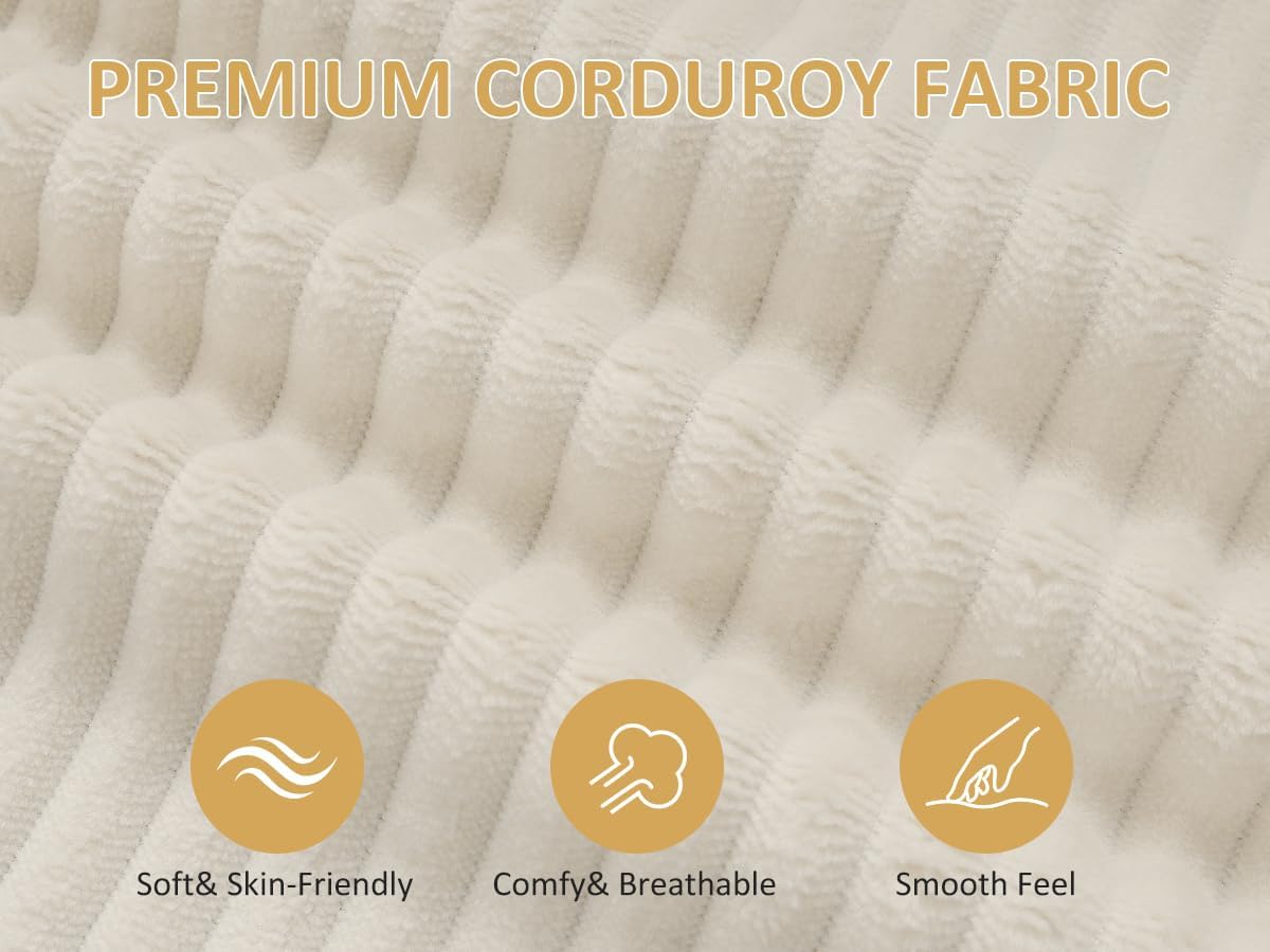 66.9'' Loveseat Sofa Couch, 2-Seater Convertible Modular Sofa Bed, Corduroy Modern Sofa Set Free Combination Couch for Living Room Bedroom Apartments (Beige, Loveseat)