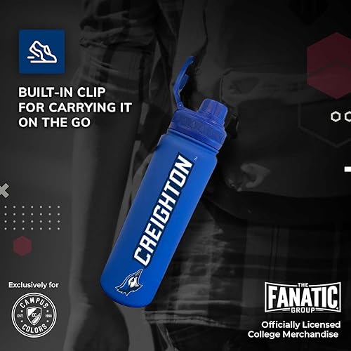 Vista 204 de Campus Colors Botella de agua de acero inoxidable de la NCAA, tapa giratoria, 24 onzas, clip de transporte, mantiene tus bebidas calientes o frías