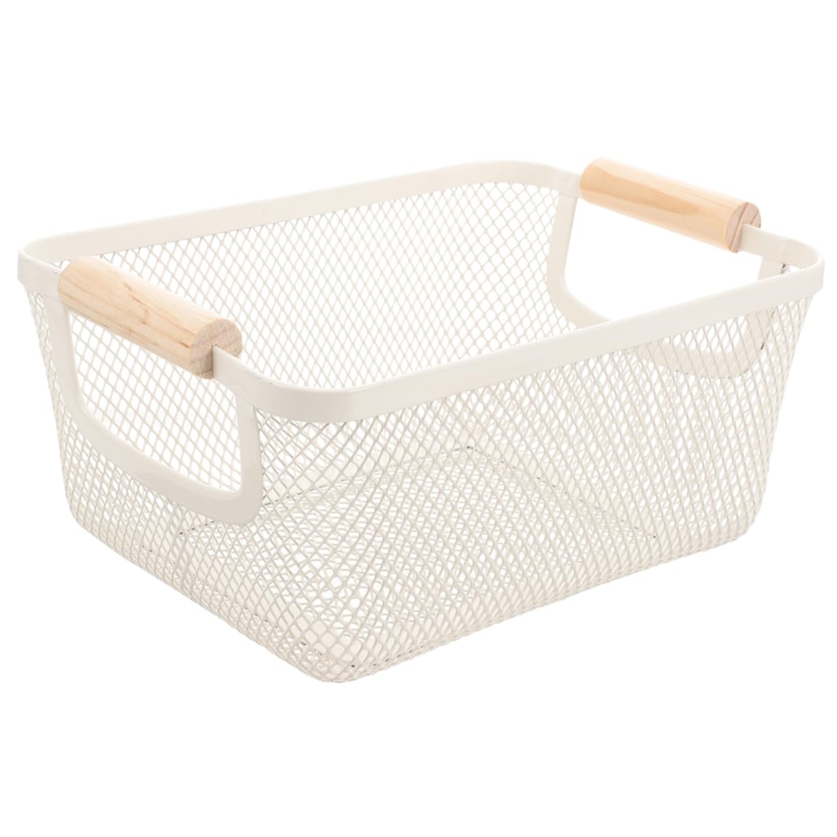 TOPBATHY Eisen Drahtkorb Aufbewahrungskorb Mit Holzgriff Mittlerer Metall Organizer Für Küche Bad Regal Dekorativer Korb Zur Raumorganisation