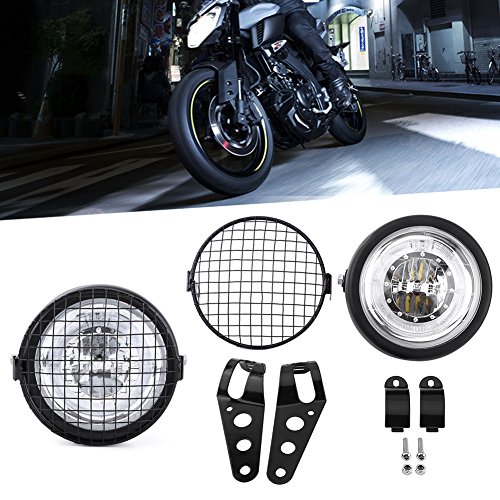 Faro delantero para moto de 6,5 pulgadas con faro de rejilla con...
