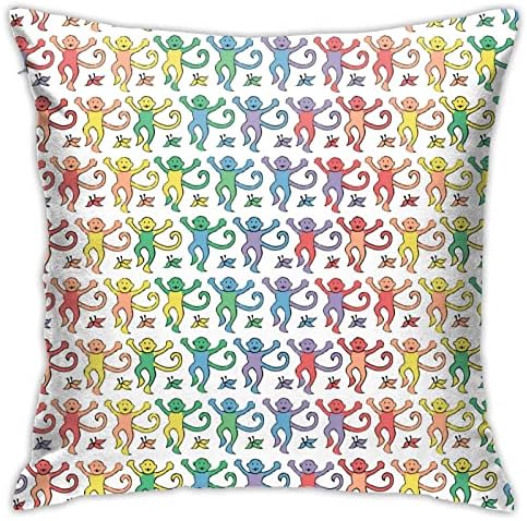 Xindi Monkeys Throw Pillow Covers Bedroom Couch Sofa Square Pillow Case Decorative Pillow Covers 18x18 Inch Pillowcase Cushion Covers with Zipper, 18 x 18-Inch (10265)