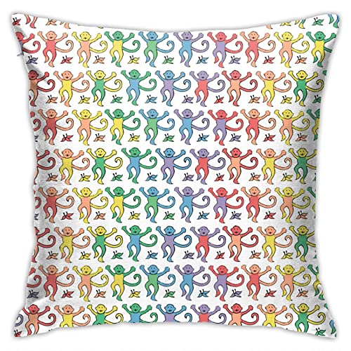 Xindi Monkeys Throw Pillow Covers Bedroom Couch Sofa Square Pillow Case Decorative Pillow Covers 18X18 Inch Pillowcase Cushion Covers With Zipper, 18 X 18-Inch (10265) #TOP3