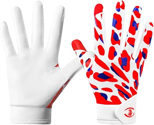 Vista 60 de Guantes de fútbol juvenil, guantes receptores juveniles, de silicona, antideslizantes, transpirables, con bandera estadounidense, experiencia