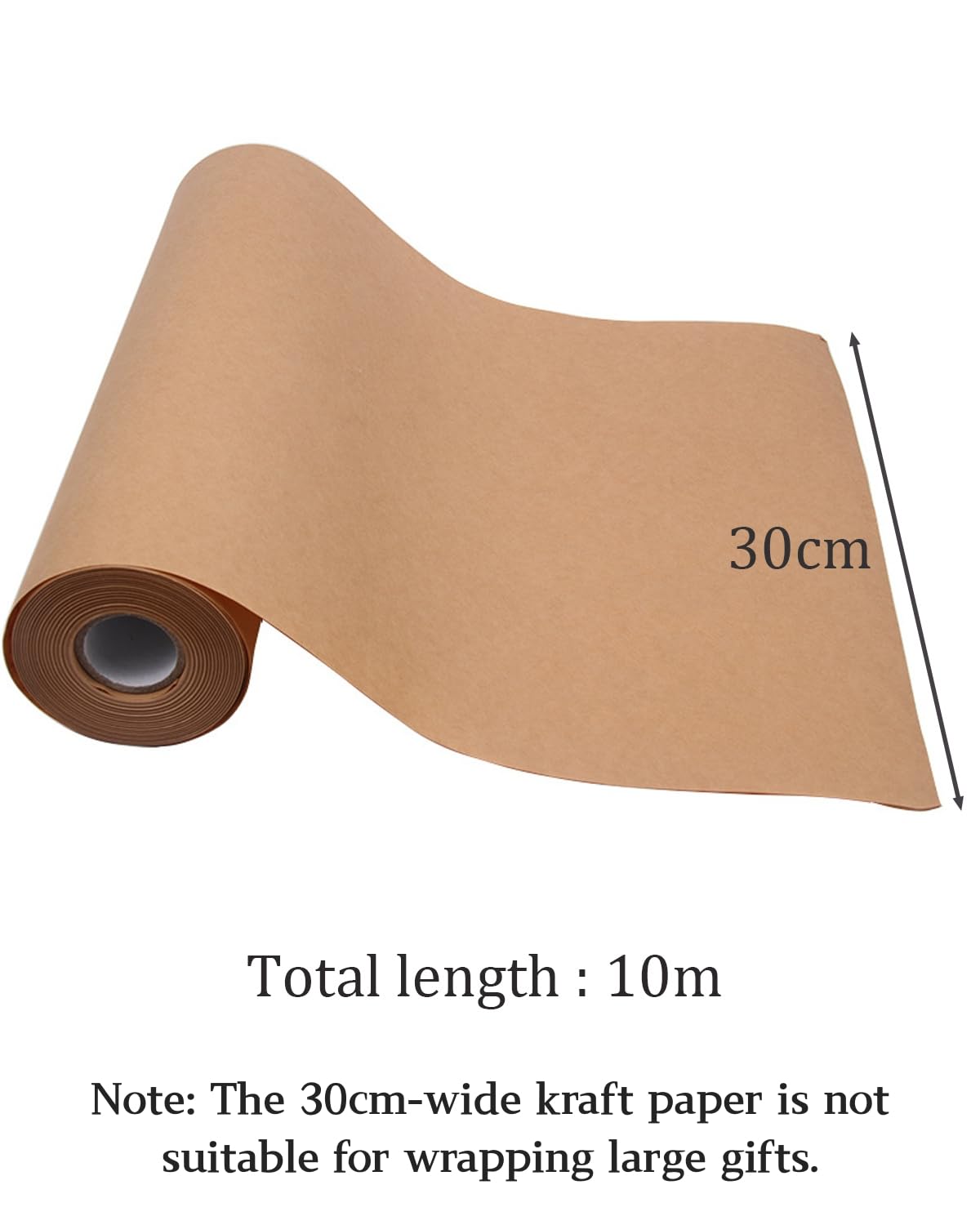 Rotolo Carta da regalo, Carta Kraft 30cm,Carta Imballaggio per Confezioni Regalo, Artigianato,Decorazione (Marrone, 10M)