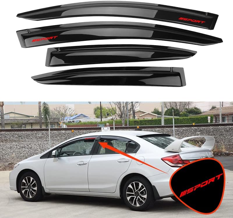 Miniatura 3 de EVPROXP - Visera de protección contra la lluvia compatible con Civic Sedan 4DR 2012-2015, deflector de ventilación de ventana lateral, teñido