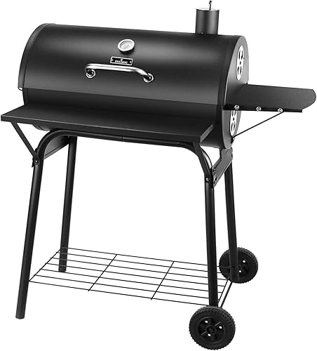 Miniatura 10 de Parrilla de carbón para exteriores, parrilla de barbacoa de carbón, barril de carbón con mesa lateral, con casi 500 pulgadas cuadradas de área