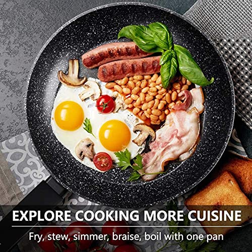 Wok de hierro fundido con tapa, fondo plano 30 cm miniatura 3
