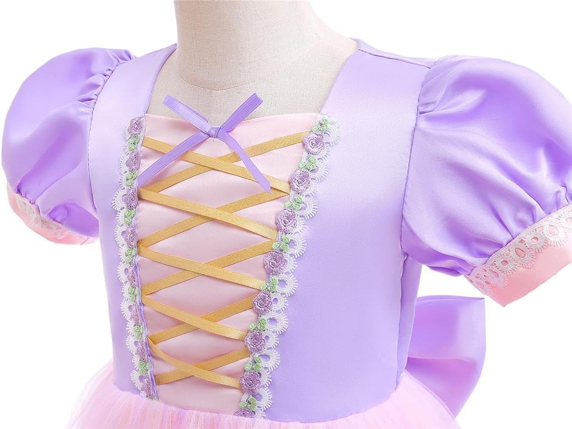 Dressy Daisy Long Braid Princess Fancy Dress Up Halloween Birthday Party Costume for Baby, Toddler and Little Girls, Purple