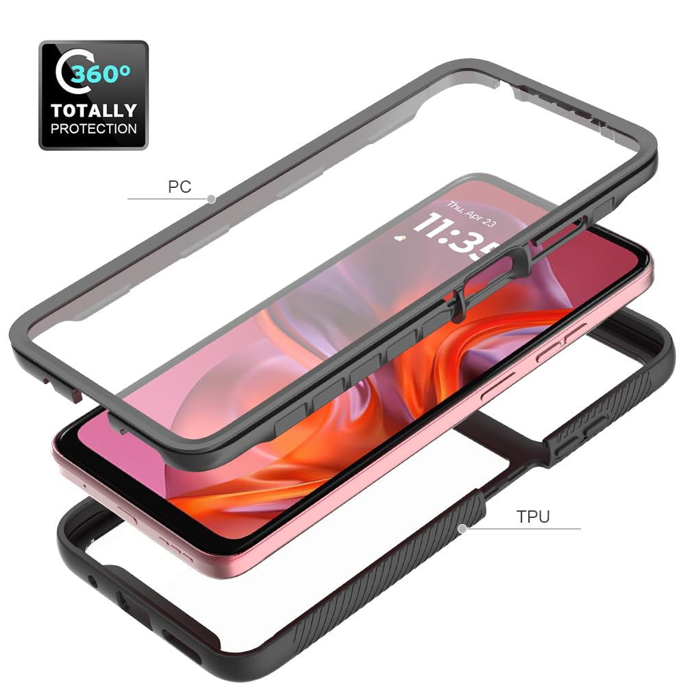 GOKEN Cover Per Motorola Edge 30, Custodia Protettiva 360° TPU + PC Trasparente Con Paraurti In Silicone, Viola Chiaro, Antiurto E Antipolvere - 2