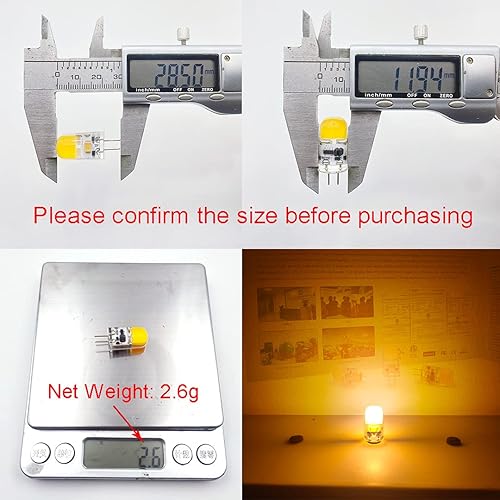 Miniatura 5 de Bombilla LED G4 de 12 V, 2 W, 210 lúmenes, AC/DC12V, blanco cálido 2700K, no regulable, 20-35 vatios de repuesto de bombilla halógena JC G4, paquete