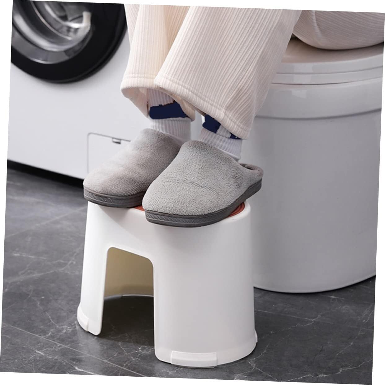 Marche Pied Lot de 2 marchepieds légers for Cuisine et Salle de Bain, antidérapants, empilables, Banc à Langer, Repose-Pieds auxiliaire rehaussant la Hauteur Tabouret(Grey,M)