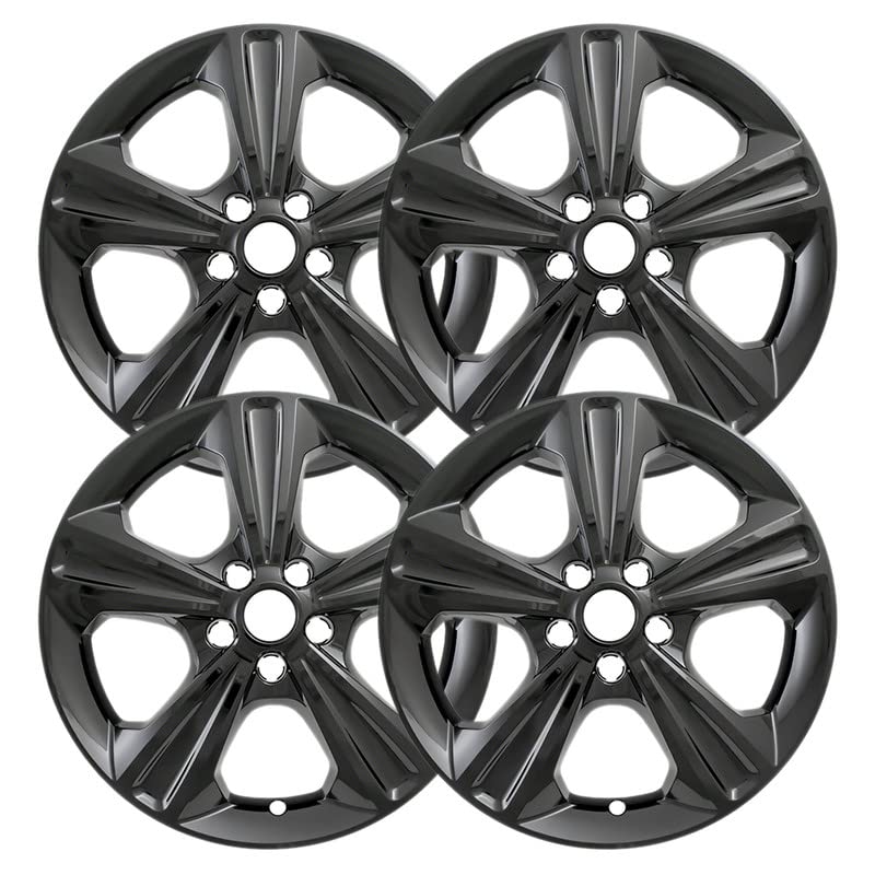 OxGord 17 inch Wheel Skins (4) Compatible with Select 2013-2016 Ford Escape - Impostor Wheel Covers for Alloy Rims - Gloss Black