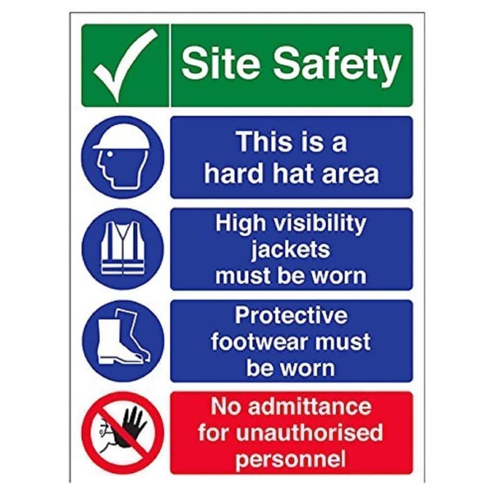 Cartello Cantiere Pericolo Vsafety 6 C020bv-r 60x80cm - Non Autorizzato, Avviso Per Genitori Con Bambini