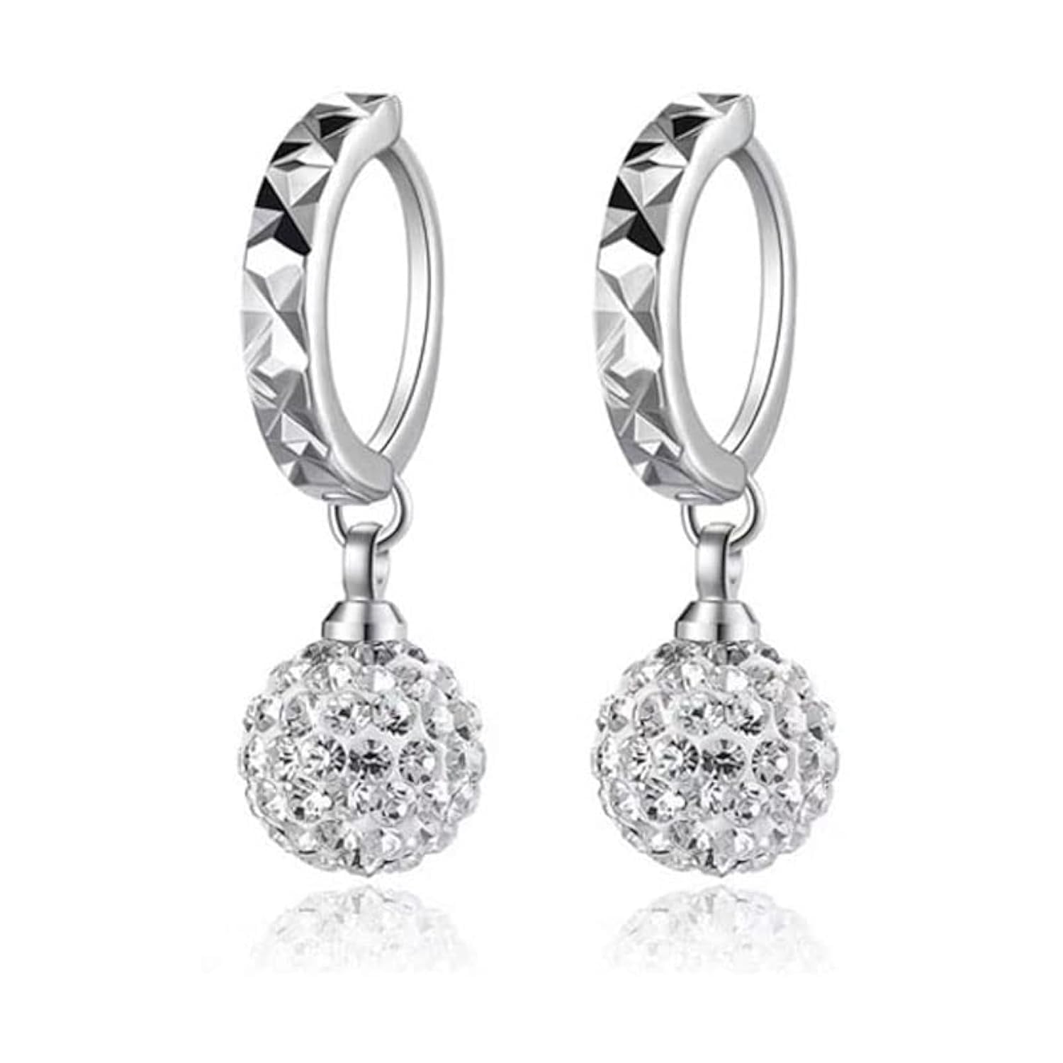 Platium Plated Earrings Hypoallergenic Drop Earrings, Silver Dangle Earrings Fine Jewelry for Women Ladies Large 12mm