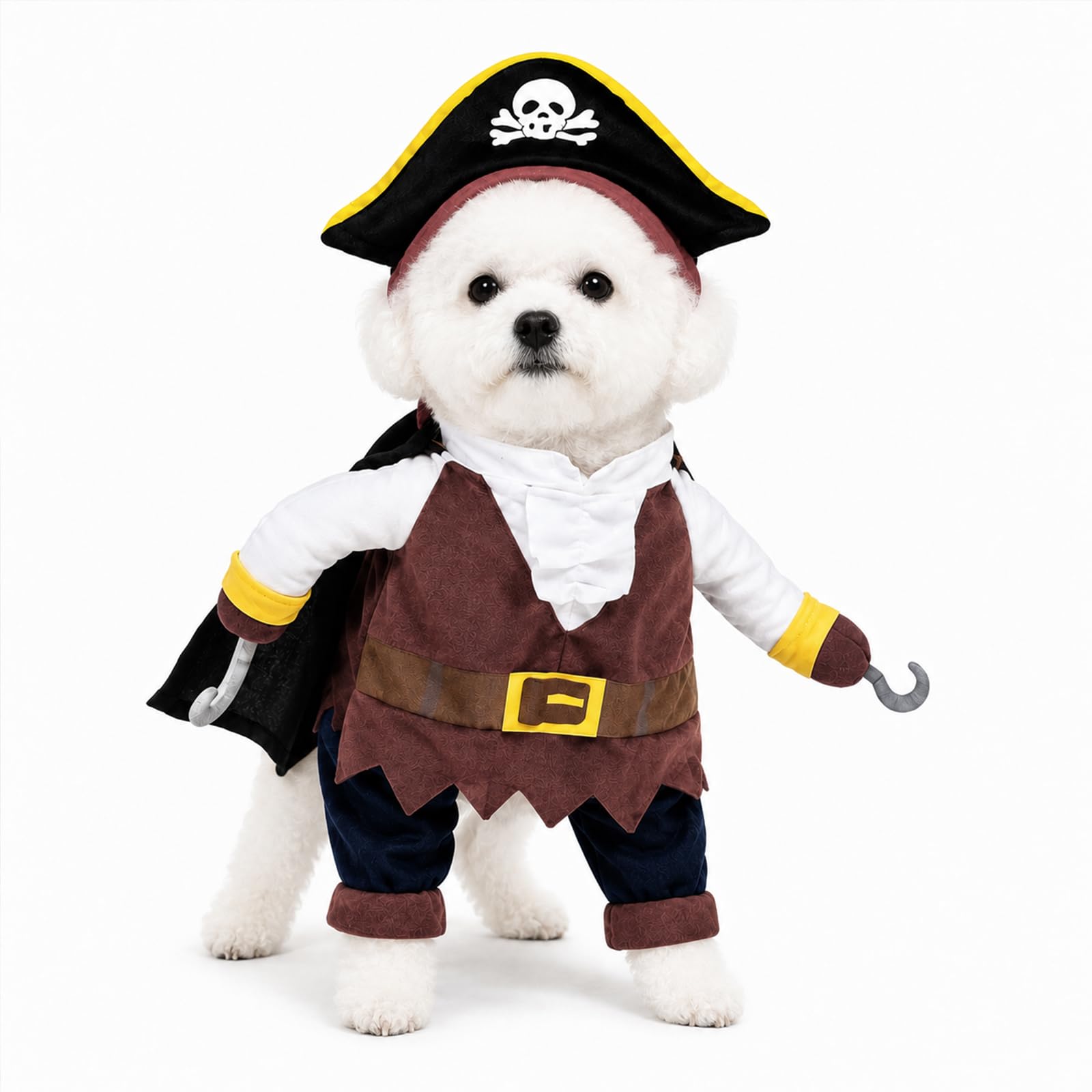 Pirate Dog Costume Set, Hat, Vest & Trousers, Size L, Medium Dogs