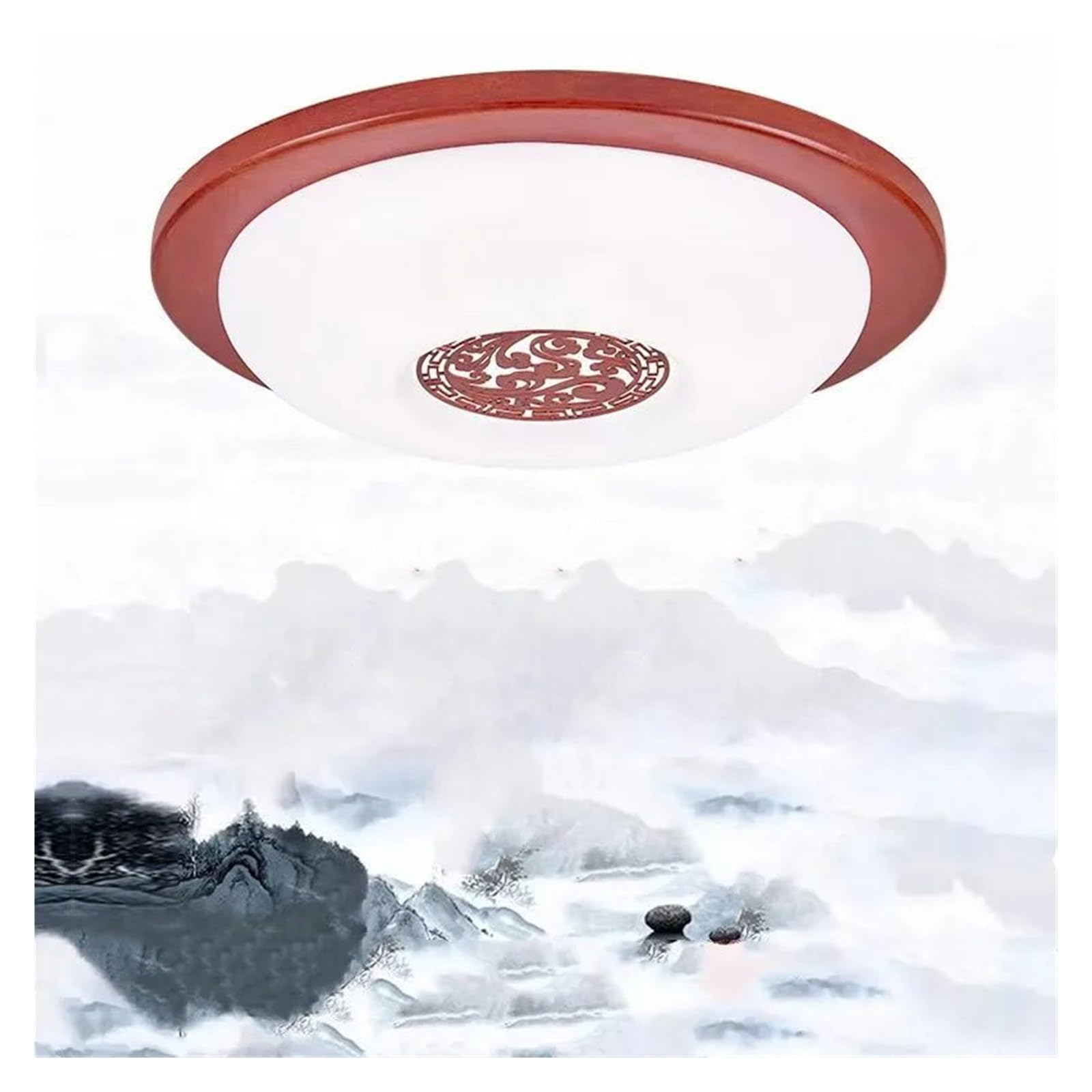 Plafonnier LED en bois solide de style chinois pour un éclairage de couloir élégant