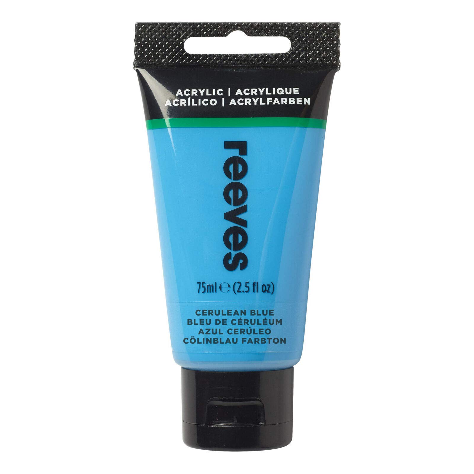 Reeves Acrylic Paint - Highly Pigmented Colours - Water-Based Colour Paints for Artists - Art Supplies for Adults & Kids - Suitable for Canvas, Fabric, Metal & More - Cerulean Blue, 75ml โ image 1