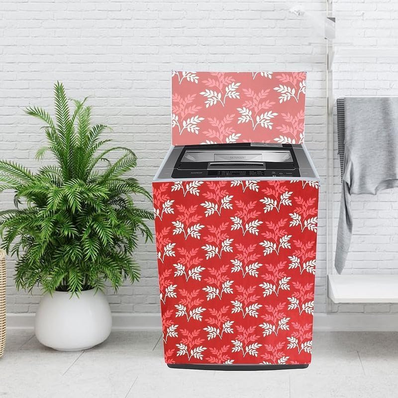 Image of WOAH Top Load Fully Autometic Washing Machine Cover Compatible With ifb samsung bosch whirlpool haier lg and All Brand Universal Size 7kg | 7.5kg | 8kg (Red Print) D