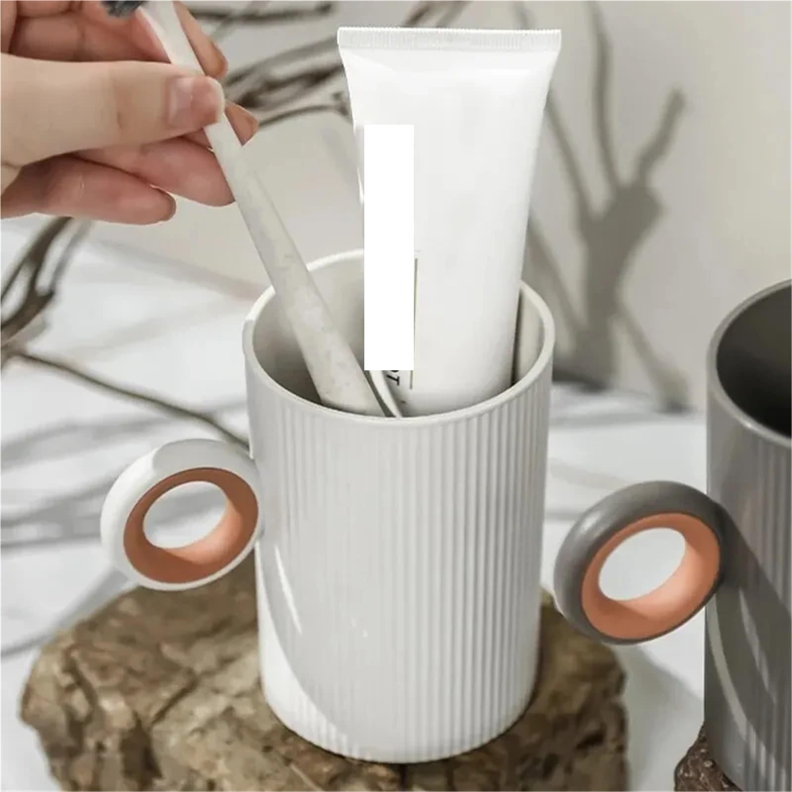 Vaso para Cepillos De Dientes Vaso for Enjuague bucal con asa, Vasos de plástico for cepillos de Dientes, Reutilizables, Simples, for el hogar, de Gran Calibre, 3 uds.