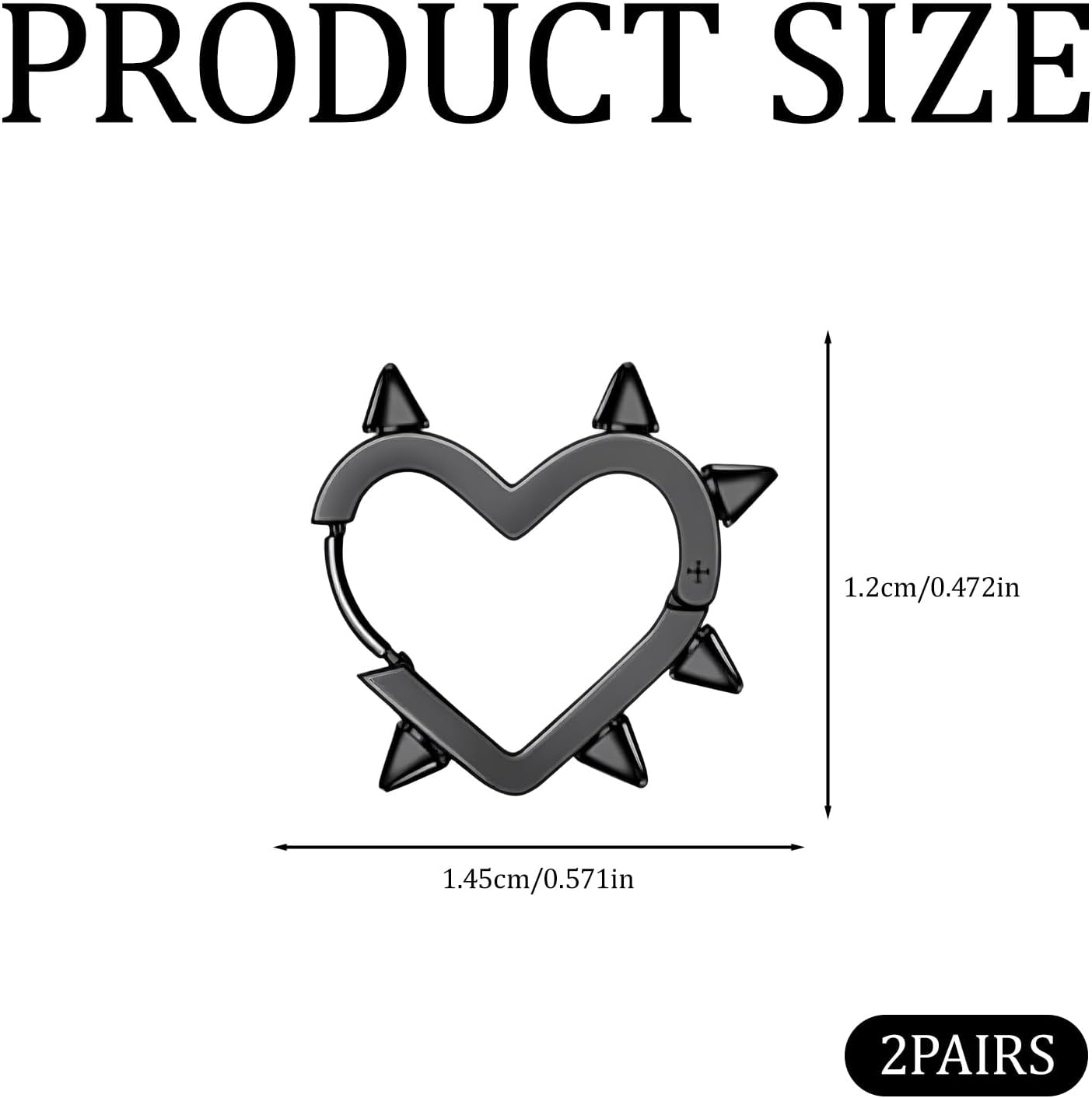 Punk Grunge Earrings,Gothic Hoop Heart Spike Earring Set,Vintage Punk Earrings for Women,Y2k Emo Accessories Gothic Earrings Jewelry,New Year Christmas Jewelry Gifts for Women Men - Image 2