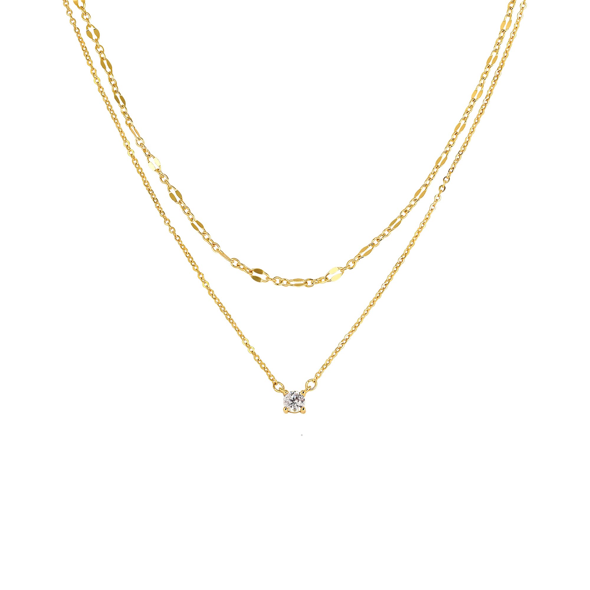 Tewiky Dainty 14k Gold Plated/Silver Cubic Zirconia Necklaces for Women, Simple CZ Jewelry Necklaces Trendy Gifts
