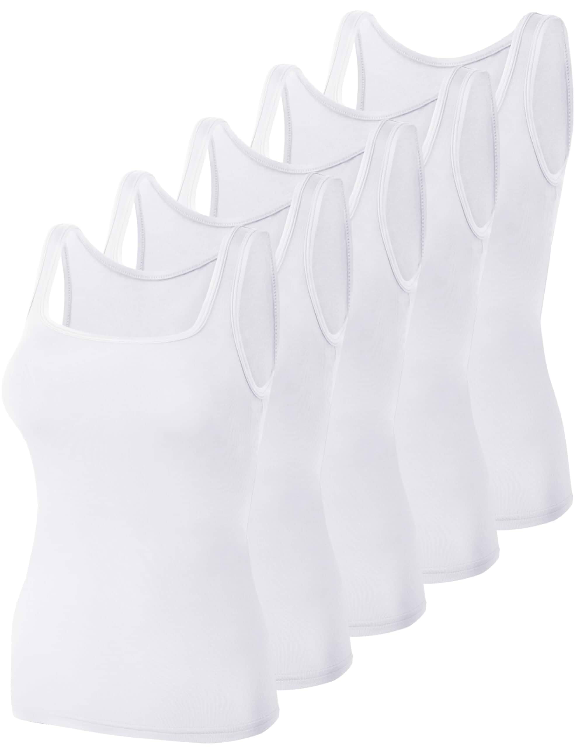 BQTQ 5 Pcs Women's Square Neck Tank Tops Sleeveless Undershirt Basic Tanks Square Neck Undershirts for Women, Slim Fit and Stretchy Summer Tank Tops Ribbed Sleeveless Layering Tank Top