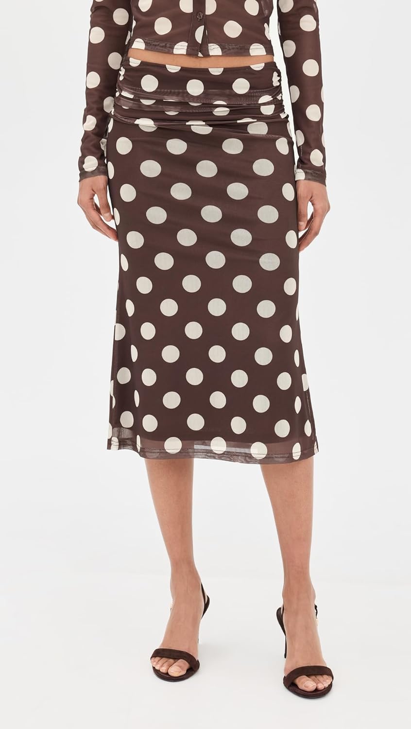 Bailey Rose Women's Chocolate Polka-Dot Skirt - Image 2