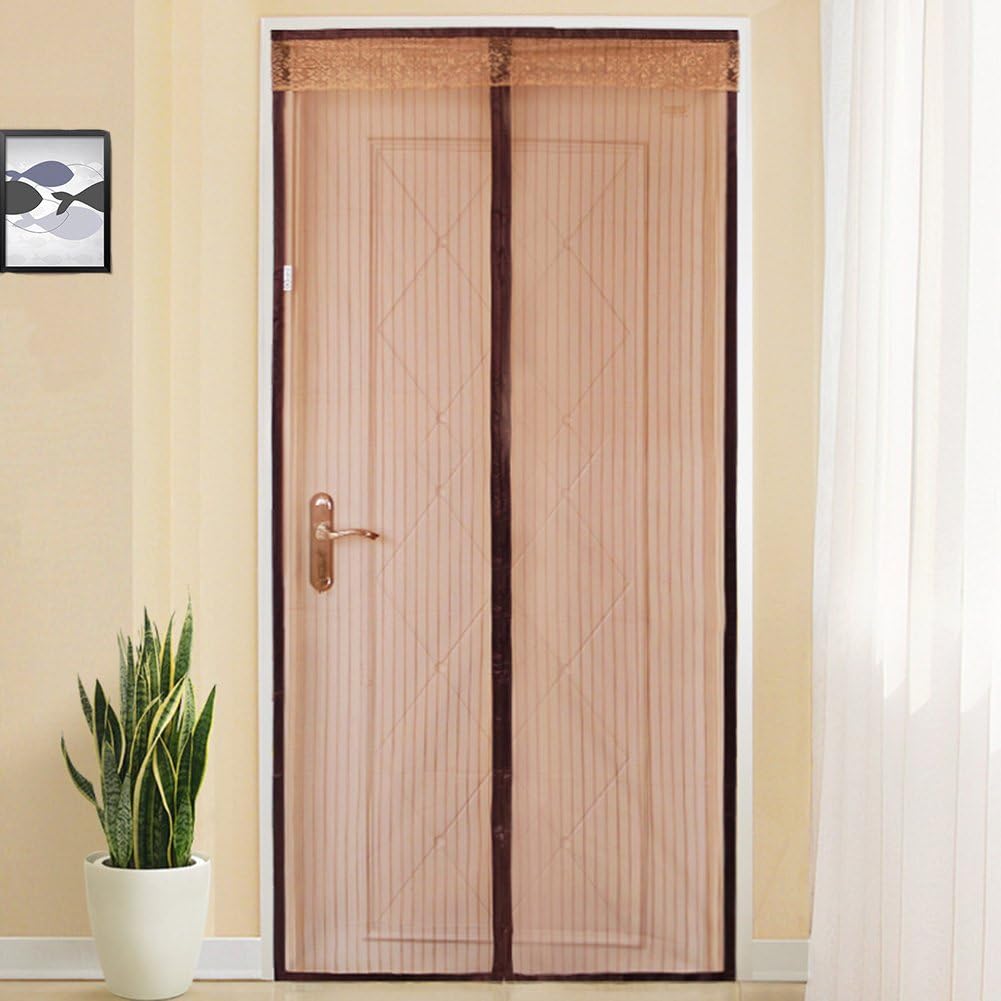Home-organizer Tech Magnetic Screen Door with Heavy Duty Mesh Curtain Screen Door Mesh Mosquito Screen, Full Frame Magic Strap Fit Doors Up to 36-82 Inch Max (Black)