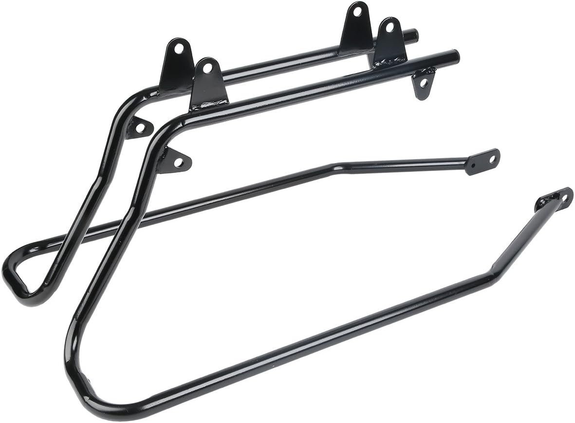 Green-L Vivid Black Saddlebags with Black Conversion Brackets Fit for Harley Softail Fatboy Deluxe Heritage 1984-2017