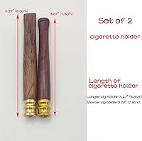 Vista 5 de Juego de 2 portacigarrillos de madera con interfaz de metal, hecho a mano de madera natural, portátil, reutilizable, regular