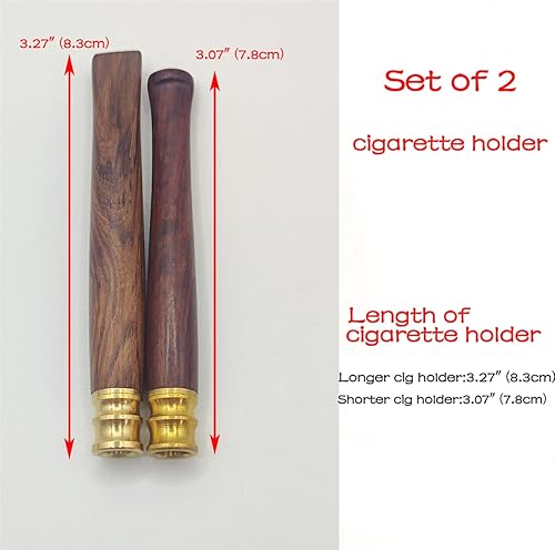 Miniatura 5 de Juego de 2 portacigarrillos de madera con interfaz de metal, hecho a mano de madera natural, portátil, reutilizable, regular