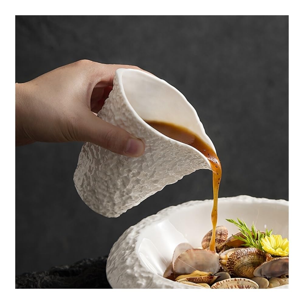 Sauciere Weiße Keramik-Steak-Saucentasse – Saft- und Kaffeetasse mit Henkel