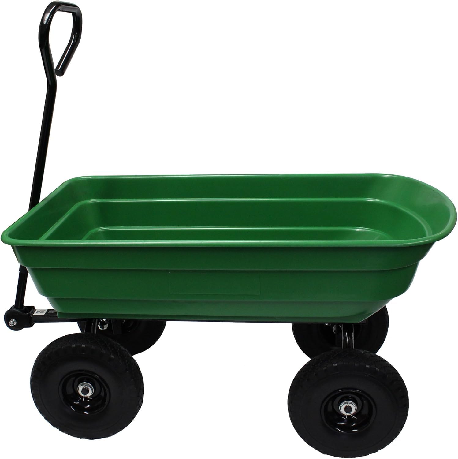 Brouette de jardin à 4 roues, 600 kg, avec mécanisme d'inclinaison rapide, construction en acier robuste et bac résistant à la corrosion, chariot à main stable pour jardin, cour et travaux paysagers