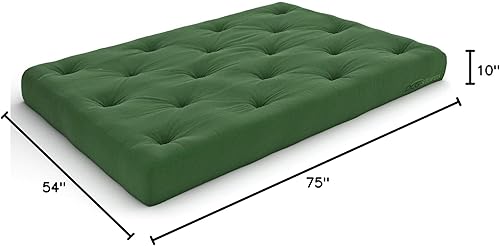Miniatura 133 de Nirvana Futons Colchón de futón extra grueso de alta calidad de 10 pulgadas, sarga caqui, fabricado en Estados Unidos Caqui (Khaki Twill),Negro